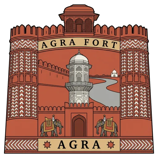 Agra Fort travel stamp