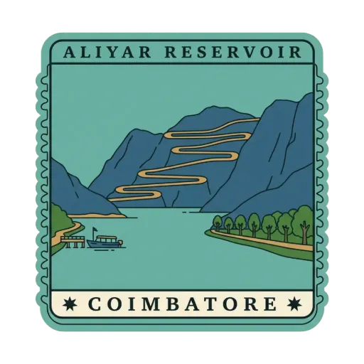 Aliyar Reservoir travel stamp