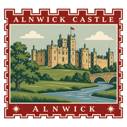 Alnwick Castle travel stamp