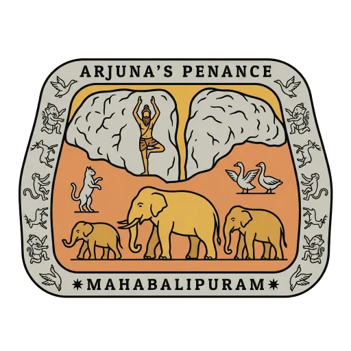 Arjuna's Penance travel stamp
