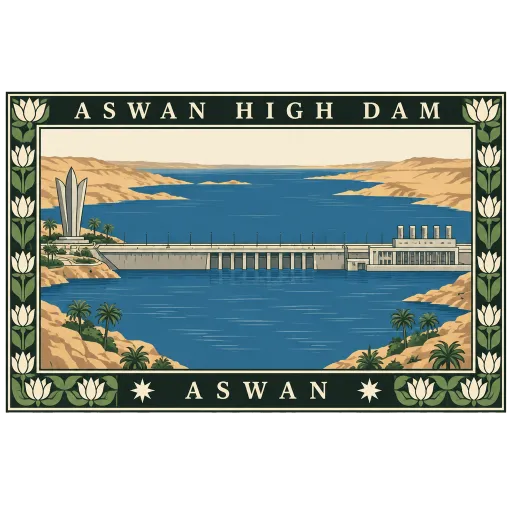 Aswan High Dam travel stamp