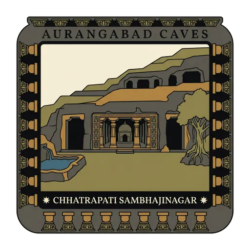 Aurangabad Caves travel stamp