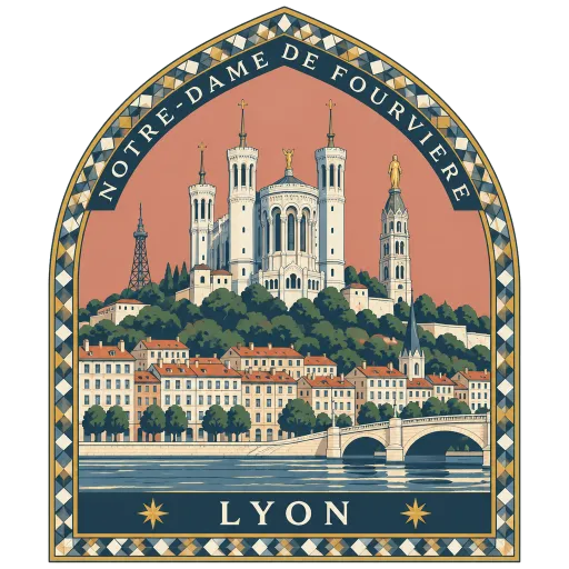 Basilica of Notre-Dame de Fourvière travel stamp