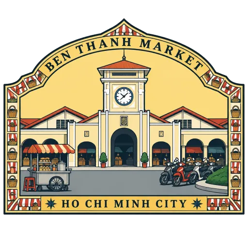 Ben Thanh Market travel stamp