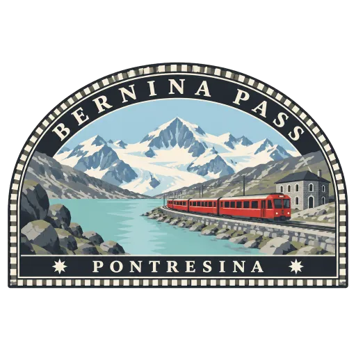 Bernina Pass travel stamp