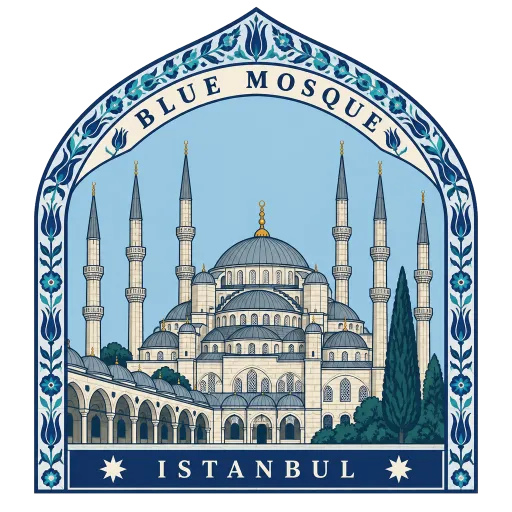 Blue Mosque travel stamp