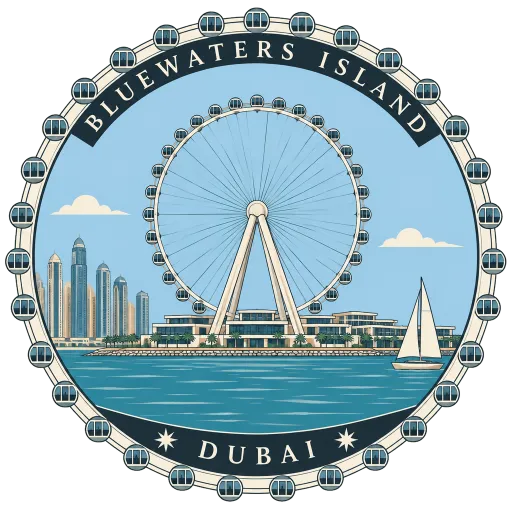 Bluewaters Island travel stamp
