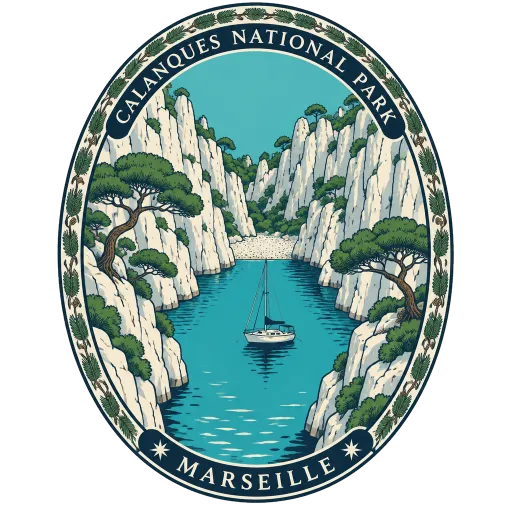 Calanques National Park travel stamp