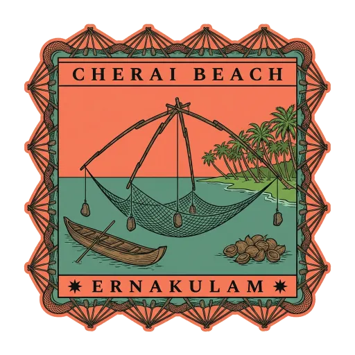 Cherai Beach travel stamp