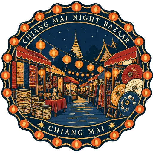 Chiang Mai Night Bazaar travel stamp