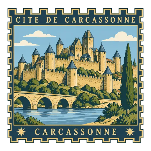Cité de Carcassonne travel stamp
