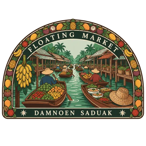 Damnoen Saduak Floating Market travel stamp