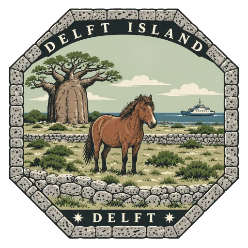 Delft Island travel stamp