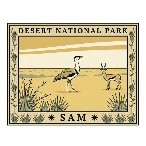 Desert National Park travel stamp