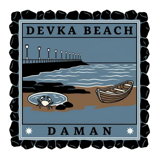 Devka Beach travel stamp