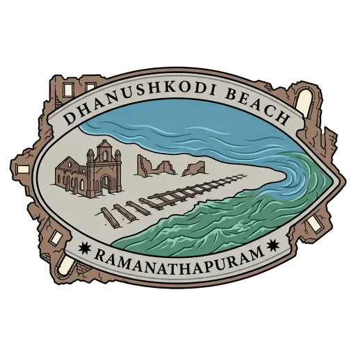 Dhanushkodi Beach travel stamp