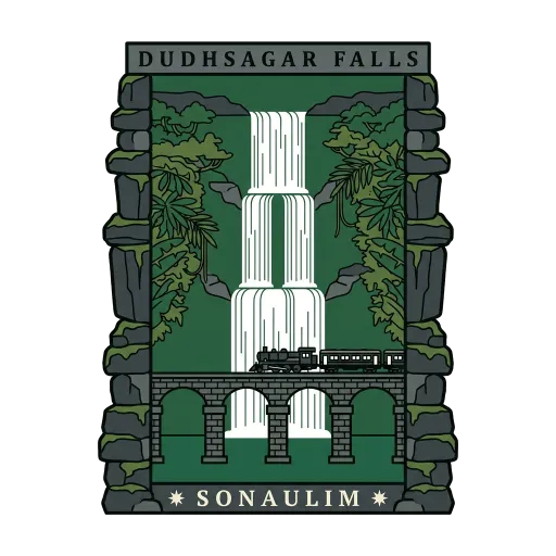 Dudhsagar Falls travel stamp