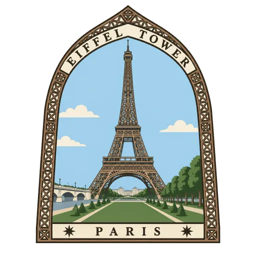 Eiffel Tower travel stamp