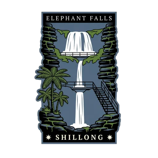 Elephant Falls travel stamp