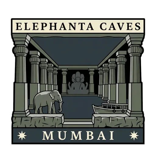 Elephanta Caves travel stamp