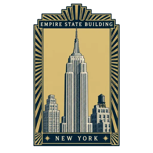 Empire State Building travel stamp