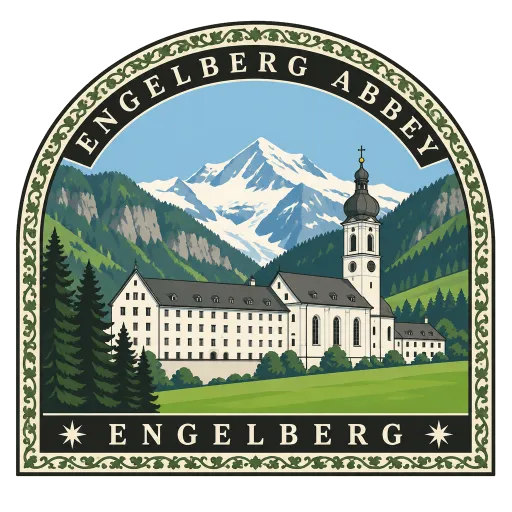 Engelberg Abbey travel stamp