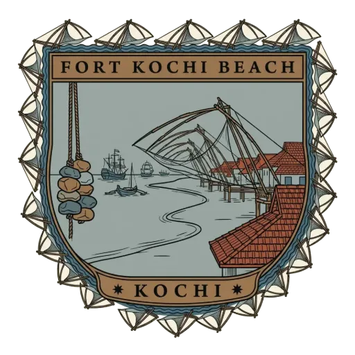 Fort Kochi beach travel stamp