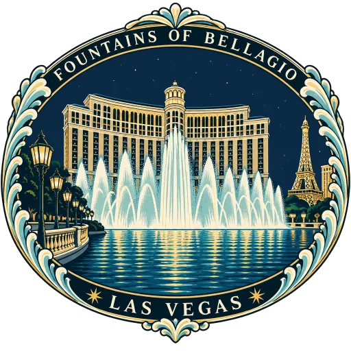 Fountains of Bellagio travel stamp