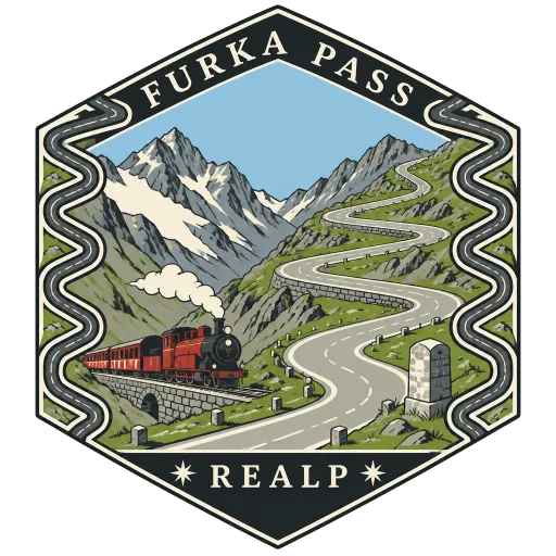 Furka Pass travel stamp
