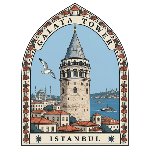 Galata Tower travel stamp