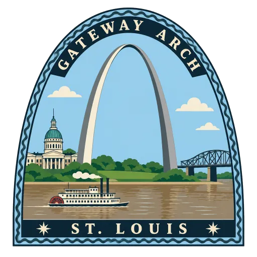 Gateway Arch National Park travel stamp