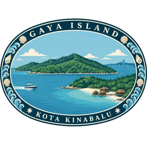 Gaya Island travel stamp