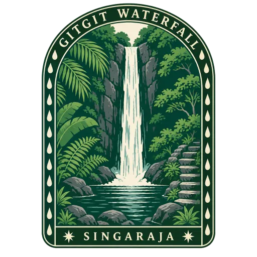 Gitgit Waterfall travel stamp