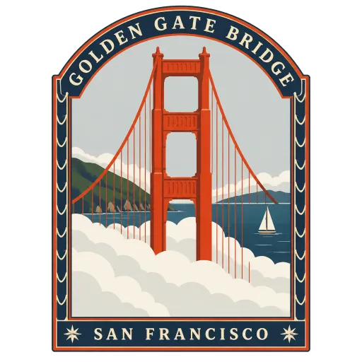 Golden Gate Bridge travel stamp