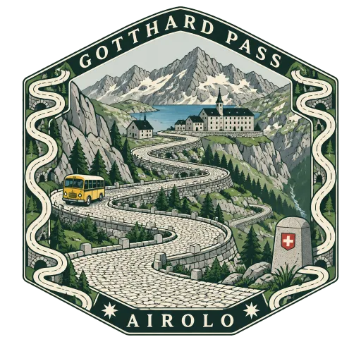 Gotthard Pass travel stamp