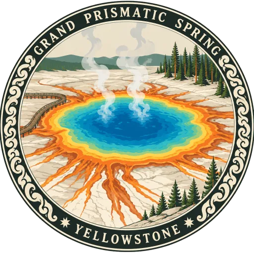 Grand Prismatic Spring travel stamp