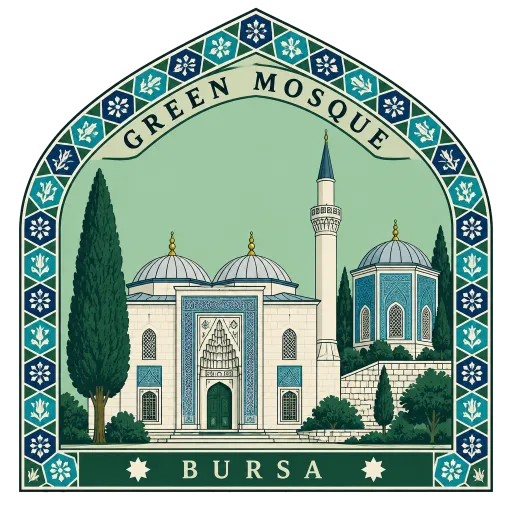 Green Mosque travel stamp
