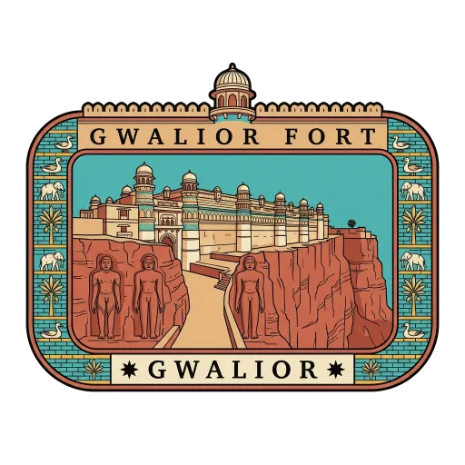 Gwalior Fort travel stamp