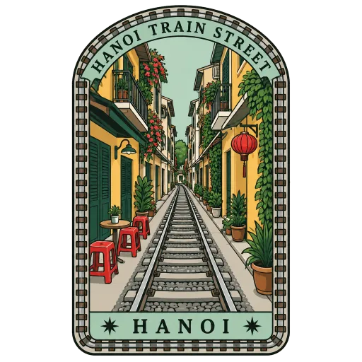 Hanoi Train Street travel stamp