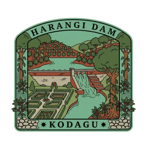 Harangi Dam travel stamp