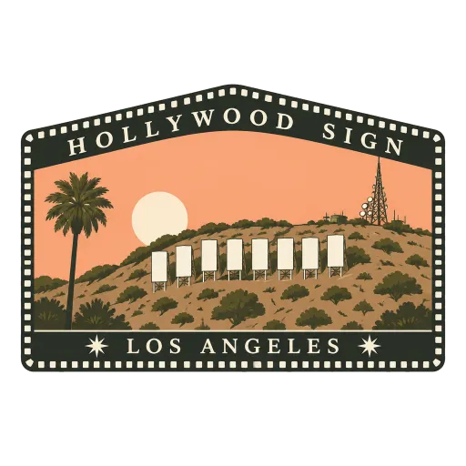 Hollywood Sign travel stamp