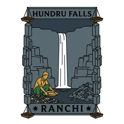 Hundru Falls travel stamp