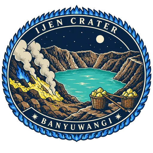 Ijen Crater travel stamp