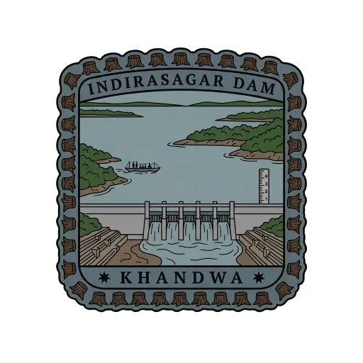 Indirasagar Dam travel stamp