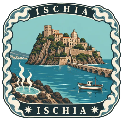 Ischia travel stamp