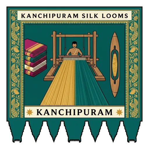 Kanchipuram Silk Looms travel stamp