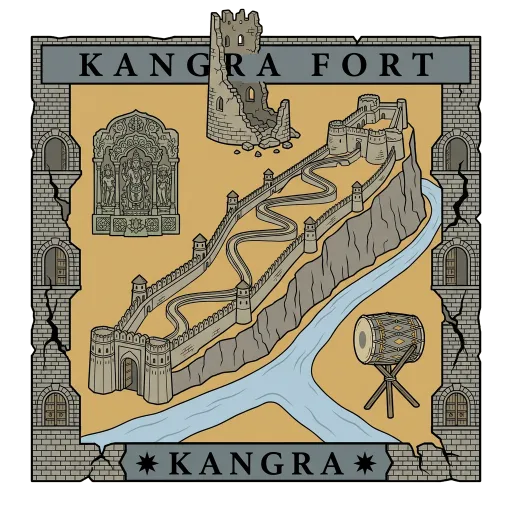 Kangra Fort travel stamp