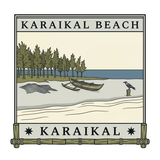 Karaikal Beach travel stamp