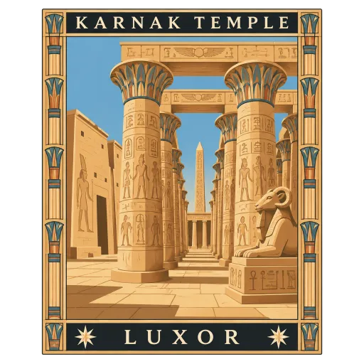 Karnak Temple travel stamp