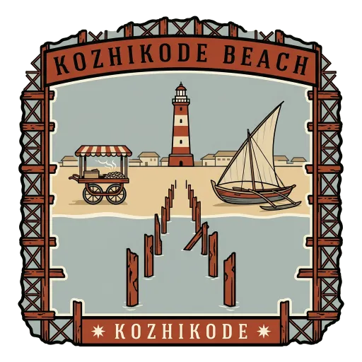 Kozhikode Beach travel stamp